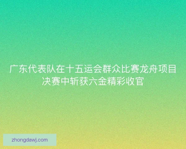 广东代表队在十五运会群众比赛龙舟项目决赛中斩获六金精彩收官